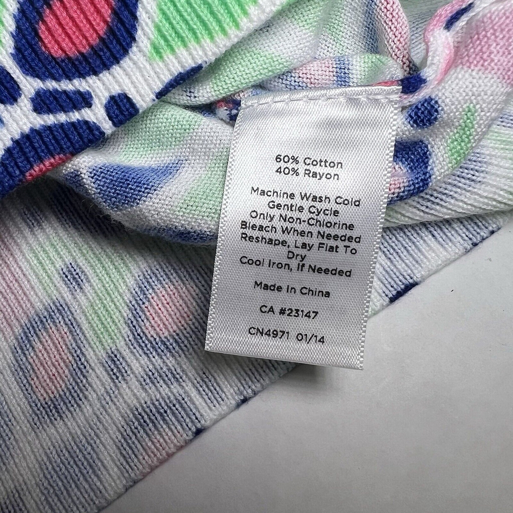 Talbots Womens Cardigan M Multicolor Button Sweater 3/4 Sleeve Artsy Office - Picture 10 of 10